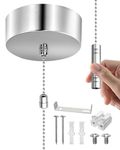 TobeBright Bathroom Light Pull Cord Switch with Chain Kit Ceiling Mounted Chrome Chain Kit Pendant Light Cord Pull Silver Bathroom Accessories