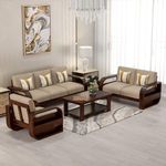 NATRAJ ART & CRAFT Sheesham Wood 6 Seater Sofa Set for Living Room Furniture Wooden Sofa Set 6 Seater for Home & Office (3+2+1, Light Walnut Finish) | 6 Seater Wooden Sofa