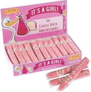 Fun Express It's A Girl Bubble Gum Cigars - Pink Baby Shower Favors for Guests 36 Pack | Gender Reveal Party Favors & Prizes | Individually Wrapped Novelty Candy Treats for Girl Baby Shower Supplies