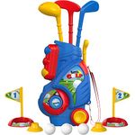 Liberry Toddler Golf Set, Upgraded Kids Golf Cart with Unique Shoulder Strap Design, Indoor & Outdoor Golf Toys for Boys & Girls Aged 2-5 Years Old, Blue