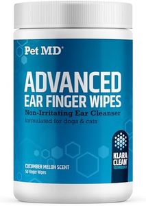 Pet MD Advanced Ear Finger Wipes for Dogs & Cats - Non-Irritating Ear Wipes & Ear Cleaner - Pet Safe Cleaner to Aid in Itchiness and Odor - Cucumber Melon (50ct)