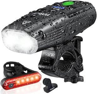 Yosky USB Rechargeable Bike Light Set - 1000LM Smart Led Bicycle Headlight Free Tail Light - Super Bright Bike Light Front and Rear - 4 Light Mode Safety Commuter Bike Light for All Bikes