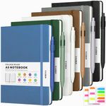 6 Pack Journal Notebooks for Work with 6 Pens, A5 Hardcover Notebook，Business Notebooks Bulk, College Ruled Notebook for Men, Leather Journal for Writing, 160 Pages, 100GSM Thick Paper (5.7" x 8.3")