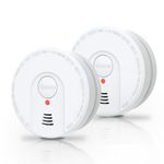 Smoke Alarm, 10 Years Battery, Smoke Alarms for Home, Fire Smoke dectecor with LED Indicator,Big Test/Silence Button Smoke Alarms Conforms to EN14604 UKCA, Loud Alarm (2 Pack Smoke)