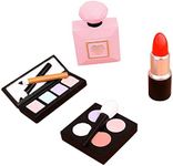Blumomon 4Pcs Resin Makeup Cake Toppers Resin Perfume Lipstick Eyeshadow Palette Ornament Happy Birthday Cake Decoration for Bridal Shower Bachelorette Party Supplies