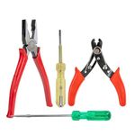 Eastman Tool Kit Set | Combo Pack of 4 | Combination Plier 1Pcs 8/200 Mm, Wire Stripper 1Pcs 130Mm,Screw Drivers- Two in One 1Pcs, Screw Drivers- With Neon Bulb(500V) 1Pcs (Set of 4 pcs Tool kit)