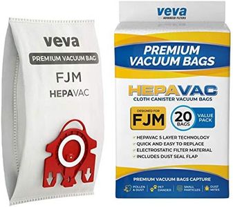 VEVA 20 Premium HEPA Vacuum Bags Style FJM Compatible with Miele Vacuums Compact C1, C2; Complete C1 and AirClean 3D Efficiency Canister Bag