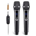 JAMELO Wireless Microphones, UHF Metal Dual Handheld Microphone Cordless Dynamic Mic System with Rechargeable Receiver Singing Mic for Karaoke, Church, Speech, Wedding, Party,DJ Singing