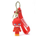 Daiyamondo Perfect Cute Panda | Anime | Silicon 3D Rubber Keychain Suitable For Bag Charms | Keychain For Bike | Key Rings For Car | Gifts For Girls (Flesh Light Man,Red)