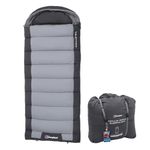 Berghaus Indulge Single Sleeping Bag with Built-in Pillow for Adults, Teens, Kids, 1 Person, 2-3 Season, Waterproof (Grey, Single)