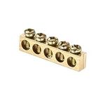 Terminal Grounding Bar Screw Block Barrier Brass Strip 5 Terminal Positions for Electrical Distribution