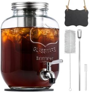 JunVpic Cold Brew Coffee Maker – 128oz / 1 Gallon Wide Mouth, Leakproof Heavy-Duty Glass Pitcher with Filter & Spigot for Iced Coffee, Lemonade, Ice Tea & Fruit Drinks