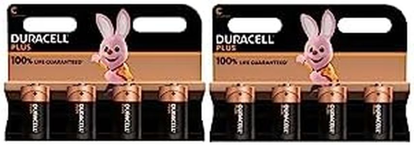8X Duracell C Plus (2 Blister da 4 Batterie) 8 Pile (LR14/MN1400/MEZZA TORCIA/BABY 1,5V)