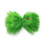 Large Green Furry Hair Bow with Red