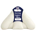 Lancashire Textiles Batwing Support Pillow for Sitting Up in Bed – V Pillow for Adults, Orthopaedic Neck & Back Support Pillow, Bed Rest Reading Pillow with Hollowfibre Filling & Removable Pillowcase