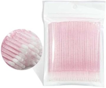 Pack of 100 Micro Brushes, Pink Glitter Disposable Micro Brushes, Eyelash Brushes for Eyelash Extension, Eyelash Lifting Accessories, Tooth Gem Microbrush Applicator