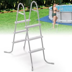 TIXANF 42" 3-Step Steel Frame Above Ground Swimming Pool Ladder,Heavy Duty Double Sided Removable Pool Steps,Pool Ladder Steps with Non-Slip Plastic Steps for Entry and Exit