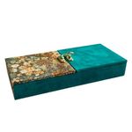 Vanya Creations Decorative Shagun Cash Gift Box for Money Gaddi, Gifting Sagan Wedding Occasion, Jewellery | Sea Green Color, Set of 1, Half Cut Design Rectangle Shape