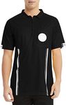 TOPTIE Men's Soccer Referee Jersey Officials Pro Short Sleeve Referee Shirts-Black-2XL