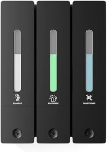 Wall-Mounted Shampoo and Conditioner Dispenser – 3 Chamber Shower Soap Dispenser, No-Drill 1200ML Refillable Shampoo Dispenser for Bathroom, Hotel & Kitchen