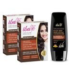 Iba Henna Based Hair Colour Dark Brown Pack of 2 + Black Seed Conditioner Combo (140g+ 125ml), Naturally Coloured Hair & Long Lasting | Conditioning | Reduced Hair fall & Hair Damage | Shine & Nourish Hair | Ammonia & Sulphate Free Formula | Halal Certified & Vegan