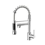 Cobbe Kitchen Tap, Spring Kitchen Sink Mixer Taps with Two Spouts, High Arc Swivel 360 with Pull Out Sprayer, Commercial Faucet Single Handle Lever, UK Standard, Chrome