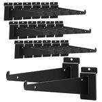 24Pcs Heavy Duty Slatwall Knife Shelf Bracket, 10 inch Metal Shelf Bracket for Slat Wall, Black Slatwall Accessories With Lip, Gridwall Brackets Hooks for Slatwall Panels Shelf Display Home Commercial