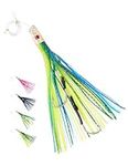 BLUEWING 15in Big Game Trolling Lure with Double Rigged Hookset and 300lb High Strength Fishing Line Saltwater Fishing Lures for Wahoo Tuna Marlin Mahi Mahi Green/Blue