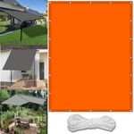 Sun Shade Sail Square 1.9 x 3 m(6.2 x 9.8ft) Waterproof Sun Shade Sail Canopy with Free Rope UV Block Weather-Resistant with Grommets Pes Sunsail for Camping Beach Deck Porch, Orange