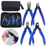 Rustark 4Pcs Jewelry Pliers Tool Assortment Kit, Jewelry Bead Crimping Pliers, Flush Cutter Jewelry, Split Ring Pliers and Wire Cutter Tool for Beading Necklaces Earrings Bracelets DIY Jewelry Making
