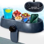 STAR SPLASH Adjustable Hot Tub Table Tray – Heavy-Duty, Nonslip Drink Caddy with Cup Holders - Clamps to Side of Aboveground Bathtub, Spa – Outdoor Patio Accessories and Supplies, 17x10x4 in.