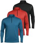 Real Essentials Mens Big and Tall King Size Quarter 1/4 Zip Pullover Long Sleeve Athletic Dry Fit Shirt Gym Running Golf Half Zip Top Workout Sweatshirts Sweater Jacket, Set 11, 4X, Pack of 3