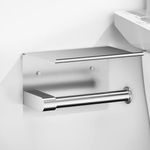 Toilet Paper Holder, Adhesive Toilet Paper Holder with Phone Shelf, Toilet Paper Roll Holder SUS304 Stainless Steel, Bathroom Toilet Paper Holder Wall with Screws