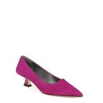 Franco Sarto Women's Diva Pointed Toe Kitten Heel Pump, Raspberry Pink Suede, 8.5