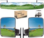 10L0L Newest Golf Cart Folding Side Mirror and Panoramic Rear View Mirror Kit for EZGO, Club Car, Yamaha,Golf Cart Accessories，