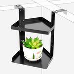 Olpchee Office Cubicle Shelf Storage Organizer Accessories Height Adjustable Cubicle Corner Shelf with Hooks (Black, Double Layer)