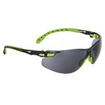 3M Safety Glasses, Solus 1000 Series, ANSI Z87, Scotchgard Anti-Fog, Grey Lens, Green/Black Frame