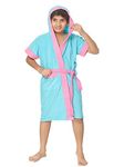 Sanddune Kids Unisex Bathrobe | Terry Cotton Shower Gown | Half Sleeve Knee Length Kids Boys Girls Bath Robes | Pocket with Waist Kids Boys Girls Bathrobes |Sky Blue Bathrobe | 4-5 Year Kids