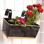 ecofynd 16 Inches Apollo Balcony Railing Planter, Hanging Flower Pots for Grills, Home Gardening Outdoor Rectangular Metal Plant Pots, Pack of 1 (Black)