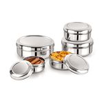 Cello Steelox SmartServe Stainless Steel Food Storage Dabba 230ml, 370ml, 550ml, 800ml, 1000ml (Set of 5), Silver, Extra Large