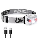 USB Rechargeable Headlamp Flashlight - Super Bright & Lightweight Head Lamp, Perfect for Running, Camping & Work, Up to 30 Hours on a Single Charge