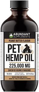 Pet Hemp Oil 225,000 Mg (8 oz) – Extra Strength Formula - Peanut Butter Flavoured - Derived Hemp Seed Oil - Hip, Joint Support and Skin, Coat Health – Non-GMO Omega 3 6 9 Balance Oil Made in Canada
