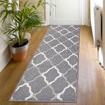 SHACOS Hallway Runner Rug Non Slip 50 x 150 cm Runner Rug for Hallway Washable Hallway Hall Runner Narrow Rug Entrance Runner Mat Floor Carpet Runners for Kitchen Entryway (Grey)