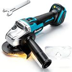 Rueqior Cordless Angle Grinder Compatible with MAKITA 18V Battery, 4-1/2" Brushless Grinder, 3 Variable Speed for Cutting, Griding, Polishing (No Battery) (12000 RPM)