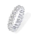 PAVOI 14K White Gold Rings Oval Cubic Zirconia Love Ring | 5mm Stackable Rings for Women | White Gold Rings for Women Size 10