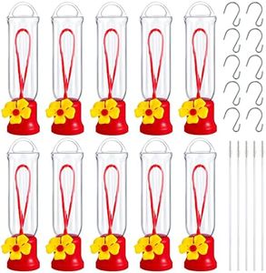 Sunnyray 10 Pack Small Hummingbird Feeder for Outdoors Mini Hummingbird Feeders with S Hook Cleaning Brush Plastic Single Hummingbird Feeders for Outdoors Window Hanging