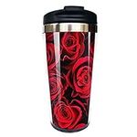 wodealmug Women's Floral Rose Coffee Mug Thermal Insulated Tumbler Cup Valentine Days Gift for Girlfriend with Lid 14 OZ