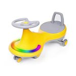 Luusa Magical Swing Car for Baby | LED Lights and Musical Rhymes | Kids | 60 Kgs Weight Capacity | 2 to 12 Years with Scratch Free Wheels (Yellow) Proudly Made in India