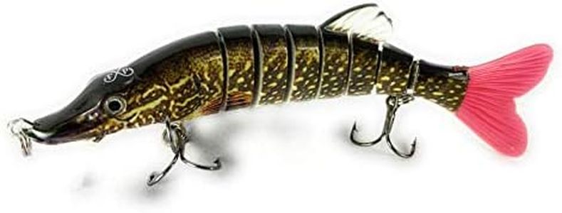 Father Pike TM Fishing Lure – 4.5-inch Long Fishing Bait – For Large Predator Fish – Realistic Appearance With 3D Eye and 8-Segmented Body – Fish-Like Movement In Water – Attractive and Functional Crank Bait - Swim Bait Authentic MEEMO