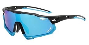 ZAPPER Version 2.0 Xtra Large Polarized Sunglasses for Men Women Frame Cycling Glasses Sport Sunglasses UV400 Protection Bike Sunglasses Can be used for Cycling Cricket Motorcycling (Black & Blue)